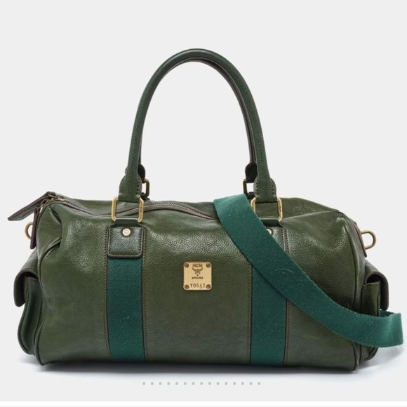 MCM Handbags - MCM Olive Green Leather Travel Bag